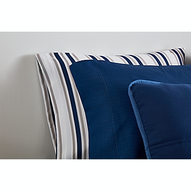 Simply Essential&trade; Boxstitch 9-Piece Full/Full XL Comforter Set in Navy. View a larger version of this product image.