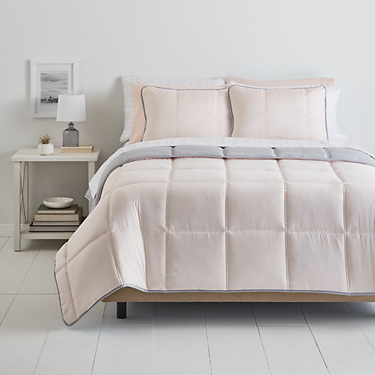 Alternate image 1 for Simply Essential™ Box Stitch 9-Piece Full/Full XL Comforter Set in Rose