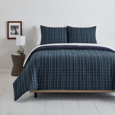 Simply Essential&trade; Plaid 3-Piece Full/Queen Comforter Set in Navy