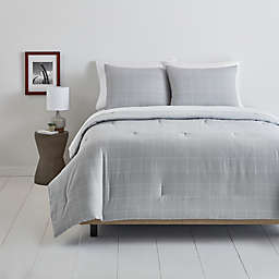Simply Essential™ Windowpane 2-Piece Twin/Twin XL Comforter Set in White/Grey