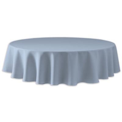 Round Tablecloth Chambray Blue Texture Woven Cotton Sateen