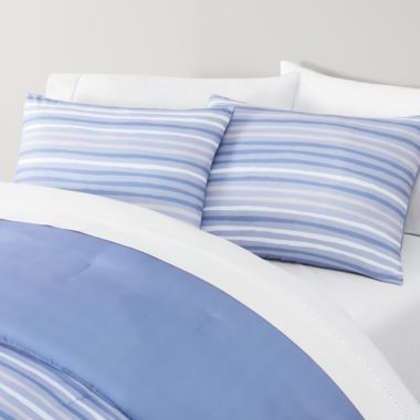 Simply Essential&trade; Broken Stripe 3-Piece Full/Queen Duvet Cover Set in Navy/Grey. View a larger version of this product image.
