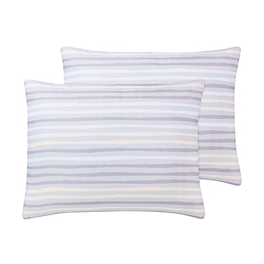 Simply Essential&trade; Broken Stripe 3-Piece Full/Queen Duvet Cover Set in Pink/Grey. View a larger version of this product image.
