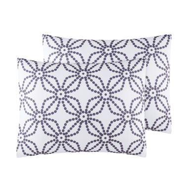 Simply Essential&trade; Dotted Medallion 3-Piece Full/Queen Duvet Cover Set in White/Grey. View a larger version of this product image.