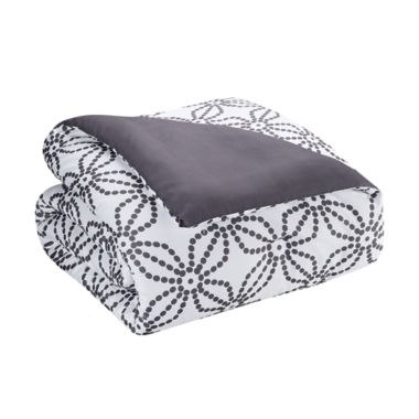 Simply Essential&trade; Dotted Medallion 3-Piece Full/Queen Duvet Cover Set in White/Grey. View a larger version of this product image.