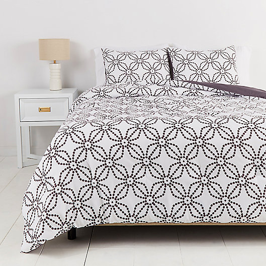 Alternate image 1 for Simply Essential™ Dotted Medallion 2-Piece Twin/Twin XL Comforter Set in White/Grey