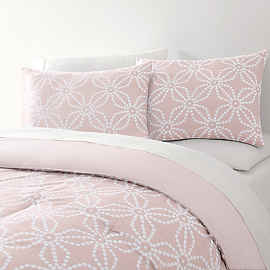Simply Essential&trade; Dotted Medallion 3-Piece Full/Queen Comforter Set in Rosewater/White. View a larger version of this product image.