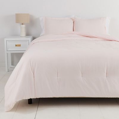 Simply Essential&trade; Garment Washed Solid 2-Piece Twin/Twin XL Comforter Set in Rosewater
