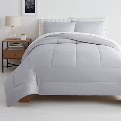 Simply Essential&trade; Reed Windowpane 5-Piece Twin Comforter Set in Grey