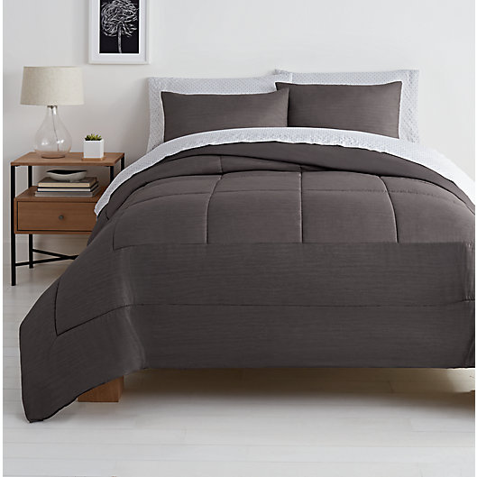 Alternate image 1 for Simply Essential™ Shay Diamond 5-Piece Twin Comforter Set in Charcoal