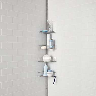 Simply Essential&trade; 4-Tier Shower Pole Caddy in Sterling. View a larger version of this product image.