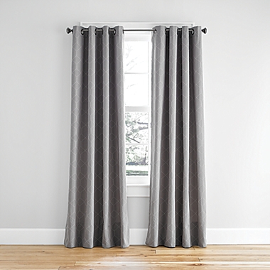 Simply Essential&trade; Woven Honeycomb 84-Inch Grommet Light Filtering Curtain in Grey (Single). View a larger version of this product image.