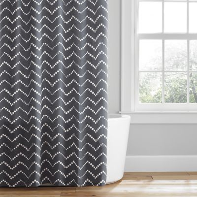 Simply Essential&trade; Dotted Chevron Shower Curtain in Grey