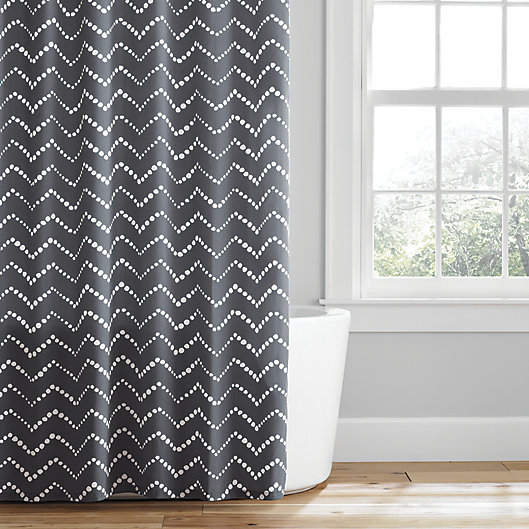 Dotted Chevron Shower Curtain In Grey, Multi Color Chevron Shower Curtain