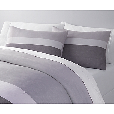 Simply Essential&trade; Colorblock 3-Piece Reversible King Comforter Set in Grey. View a larger version of this product image.