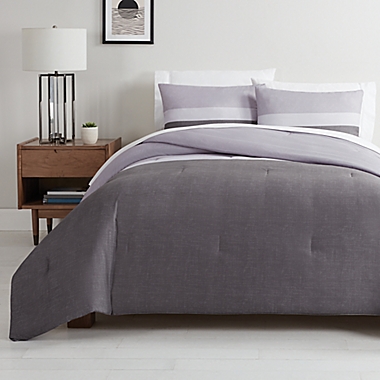 Simply Essential&trade; Colorblock 2-Piece Reversible Twin/Twin XL Comforter Set in Grey. View a larger version of this product image.