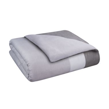 Simply Essential&trade; Colorblock 2-Piece Reversible Twin/Twin XL Comforter Set in Grey. View a larger version of this product image.