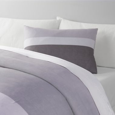 Simply Essential&trade; Colorblock 2-Piece Reversible Twin/Twin XL Comforter Set in Grey. View a larger version of this product image.