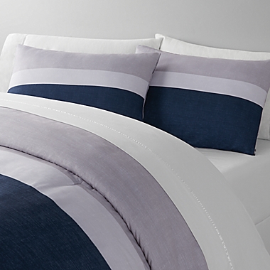 Simply Essential&trade; Colorblock 3-Piece Reversible King Comforter Set in Blue. View a larger version of this product image.
