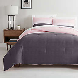 Simply Essential™ Colorblock 3-Piece Reversible Full/Queen Comforter Set in Blush