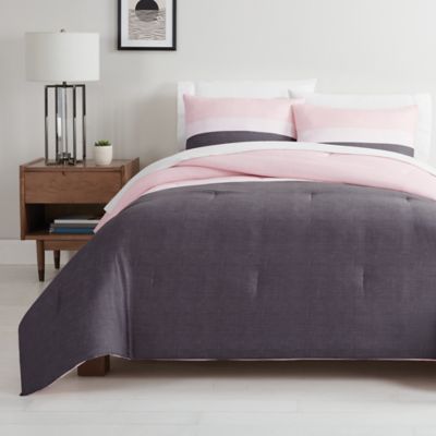 Simply Essential&trade; Colorblock 2-Piece Reversible Twin/Twin XL Comforter Set in Blush