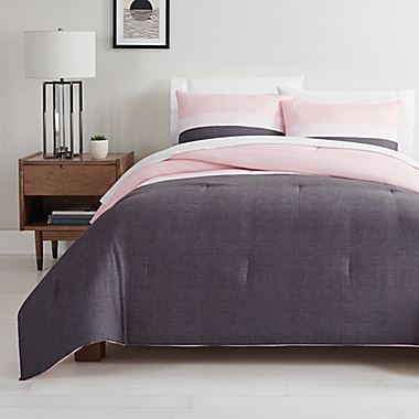 Simply Essential&trade; Colorblock 2-Piece Reversible Twin/Twin XL Comforter Set in Blush. View a larger version of this product image.