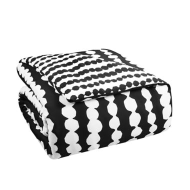 Simply Essential&trade; Dotted Stripe 3-Piece King Comforter Set in Black. View a larger version of this product image.
