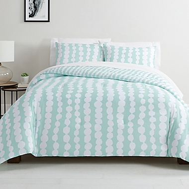 Simply Essential&trade; Dotted Stripe 3-Piece Full/Queen Comforter Set in Mint. View a larger version of this product image.