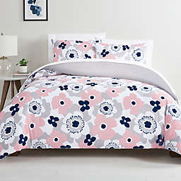 Simply Essential™ Abstract Blooms 3-Piece King Comforter Set in Pink