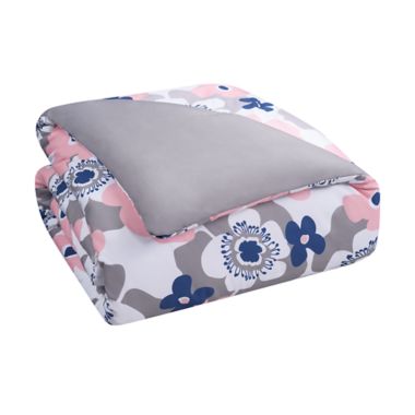 Simply Essential&trade; Abstract Blooms 3-Piece King Comforter Set in Pink. View a larger version of this product image.