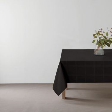 Simply Essential&trade; Solid Windowpane 52-Inch Square Tablecloth in Black. View a larger version of this product image.