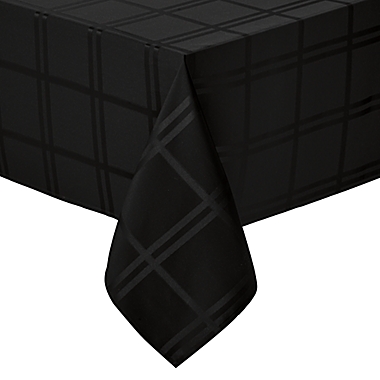 Simply Essential&trade; Solid Windowpane 52-Inch Square Tablecloth in Black. View a larger version of this product image.