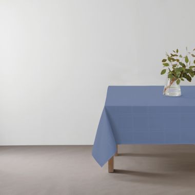 Simply Essential&trade; Solid Windowpane 52-Inch Square Tablecloth in Blue. View a larger version of this product image.