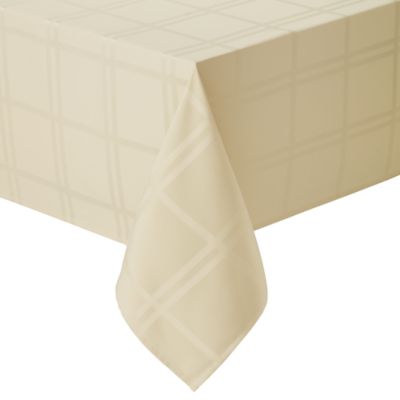 Simply Essential&trade; Solid Windowpane 60-Inch x 140-Inch Oblong Tablecloth in Sand