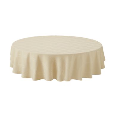 Simply Essential&trade; Solid Windowpane 70-Inch Round Tablecloth in Sand. View a larger version of this product image.