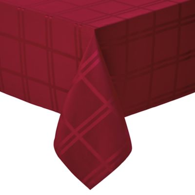 Simply Essential&trade; Solid Windowpane 60-Inch x 102-Inch Oblong Tablecloth in Red