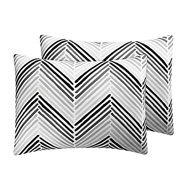 Simply Essential&trade; 3-Piece Chevron Reversible King Comforter Set in Grey. View a larger version of this product image.
