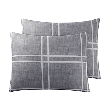 Simply Essential&trade; Heathered Plaid 8-Piece California King Comforter Set in Grey. View a larger version of this product image.