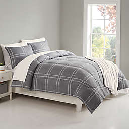 Simply Essential™ Heathered Plaid 8-Piece Full Comforter Set in Grey