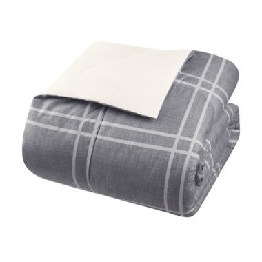 Simply Essential&trade; Heathered Plaid 6-Piece Twin/Twin XL Comforter Set in Grey. View a larger version of this product image.