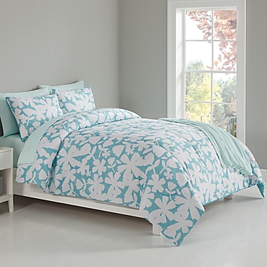 Simply Essential&trade; Zinna Floral 8-Piece Queen Comforter Set in Blue. View a larger version of this product image.