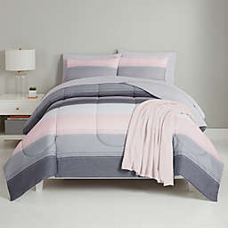Simply Essential™ Stitched Stripe 8-Piece Full Comforter Set in Blush