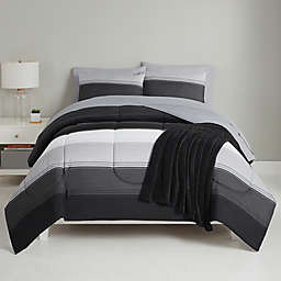 Simply Essential™ Stitched Stripe 8-Piece Full Comforter Set in Black