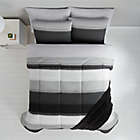 Alternate image 2 for Simply Essential&trade; Stitched Stripe 8-Piece King Comforter Set in Black