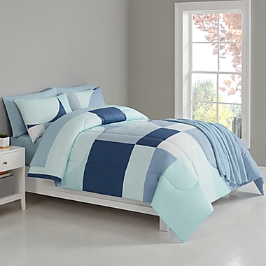 Simply Essential&trade; Checkerboard 8-Piece Full Comforter Set in Cool. View a larger version of this product image.