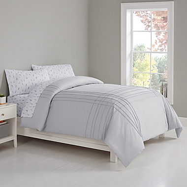 Simply Essential&trade; Pintucks 5-Piece Queen Comforter Set in Microchip. View a larger version of this product image.