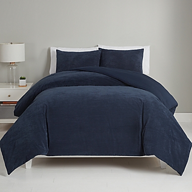 Simply Essential&trade; Corduroy 3-Piece Reversible Full/Queen Comforter Set in Mood Indigo. View a larger version of this product image.