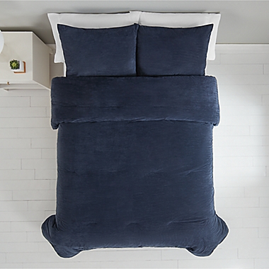 Simply Essential&trade; Corduroy 3-Piece Reversible Full/Queen Comforter Set in Mood Indigo. View a larger version of this product image.