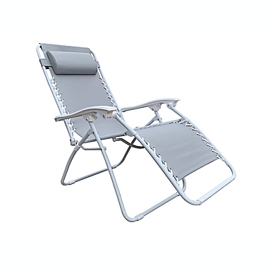 Simply Essential&trade; Outdoor Folding Zero Gravity Lounger Chair in Grey/White. View a larger version of this product image.