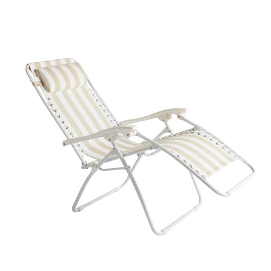 Simply Essential™ Cabana Outdoor Folding Zero Gravity Chair in Tan/White